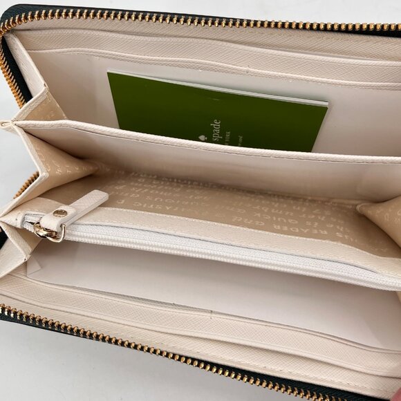 Kate Spade Cedar Street Daisy Tote Green Floral Leather Zip Closure & Wallet - Picture 12 of 16